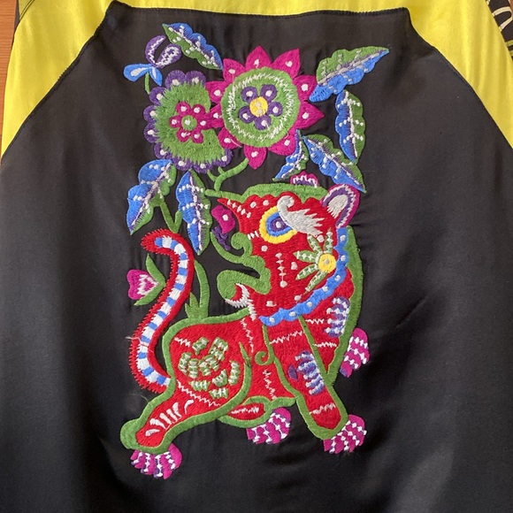 Vintage Custo Silk Dress with Asian Dragon Detail - size 2 - Picture 3 of 8